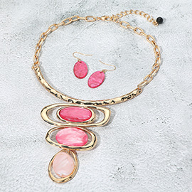 Bold Resin Geometric Pendant Accent Statement Necklace