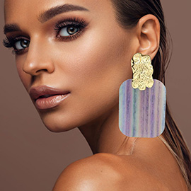 Oversized Patterned Celluloid Acetate Plate Accent Door Knocker Earrings