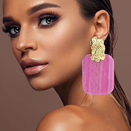 Oversized Patterned Celluloid Acetate Plate Accent Door Knocker Earrings