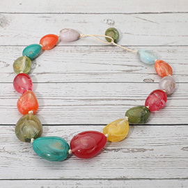 Marbled Chunky Pebble Beaded Statement Necklace
