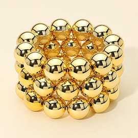 3PCS - Bold Metal Ball Beaded Stretch Multi Layered Bracelets