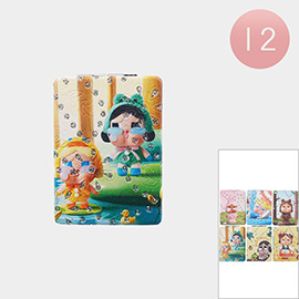 12PCS - Glittered Cute Cartoon Character Printed Cosmetic Mirrors