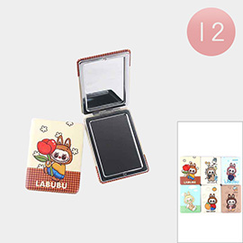 12PCS - Monster Bunny Character Printed Cosmetic Mirrors