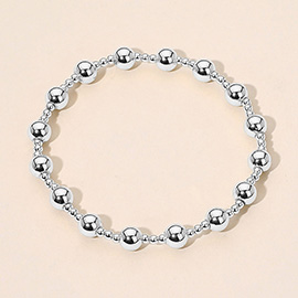 Stainless Steel Alternating Beaded Stretch Bracelet