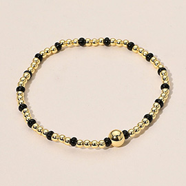 Stainless Steel Seed Beaded Stretch Bracelet