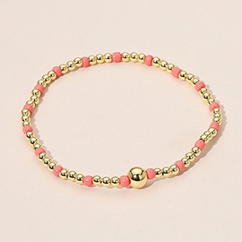 Stainless Steel Seed Beaded Stretch Bracelet