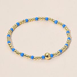 Stainless Steel Seed Beaded Stretch Bracelet