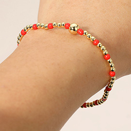 Stainless Steel Seed Beaded Stretch Bracelet