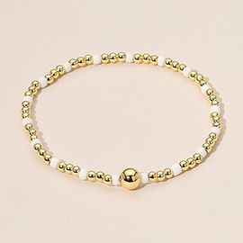 Stainless Steel Seed Beaded Stretch Bracelet