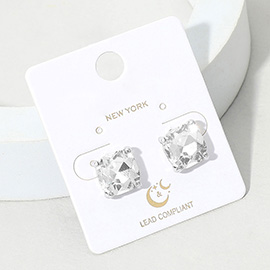 Cushion Square Stone Stud Evening Earrings