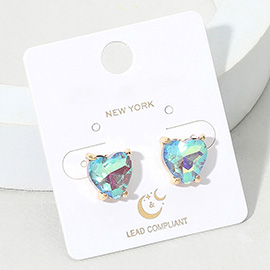 Heart Stone Cushion Stud Earrings