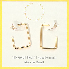 18K Gold Filled Hypoallergenic Geometric Square Open Hoop Earrings
