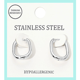 Stainless Steel Geometric Square Mini Huggie Hoop Earrings
