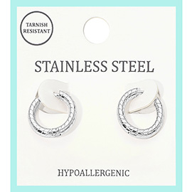 Stainless Steel Textured Mini Huggie Hoop Earrings