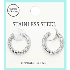 Stainless Steel Hammered Small Huggie Hoop Earrings