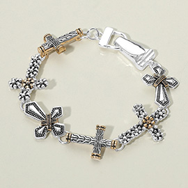 Antique Metal Cross Link Magnetic Bracelet