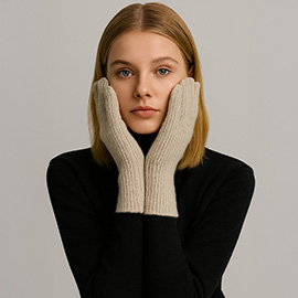 Ribbed Knit Solid Long Winter Gloves