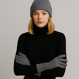 Ribbed Knit Solid Long Winter Gloves