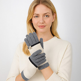 Color Block Layered Knit Winter Gloves