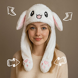 Plush Bunny Ear Flaps Winter Hat
