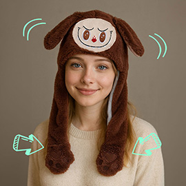 Plush Monster Bunny Ear Flaps Winter Hat
