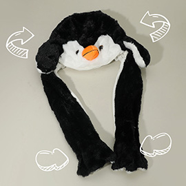 Plush Penguin Ear Flaps Winter Hat