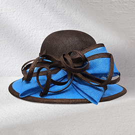 Two Tone Bow Accent Elegant Sinamay Dressy Hat