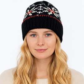 Snowflake Pattern Knit Winter Beanie Hat