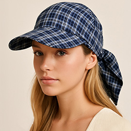 Plaid Bow Back Scarf Baseball Cap