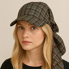 Plaid Bow Back Scarf Baseball Cap