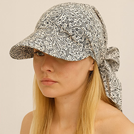Paisley Pattern Printed Bow Back Scarf Baseball Cap