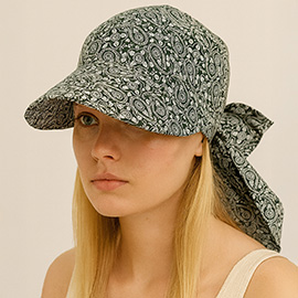 Paisley Pattern Printed Bow Back Scarf Baseball Cap