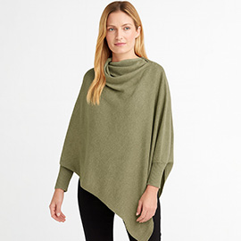 Asymmetrical Cowl Neck Lurex Poncho