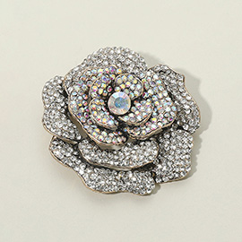 Rhinestone Embellished Rose Flower Pin Brooch