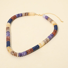Flat Resin Disc Beaded Necklace
