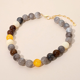 Marbled Round Beaded Necklace