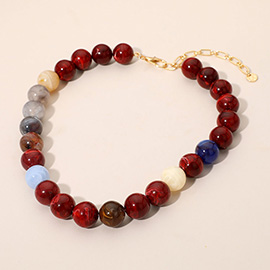 Marbled Round Beaded Necklace
