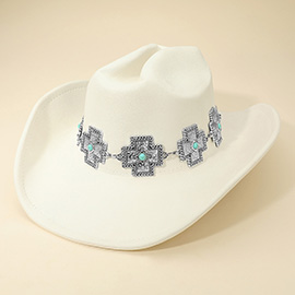 Western Cross Concho Band Cowboy Fedora Hat