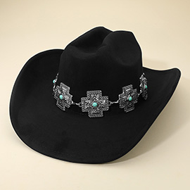 Western Cross Concho Band Cowboy Fedora Hat