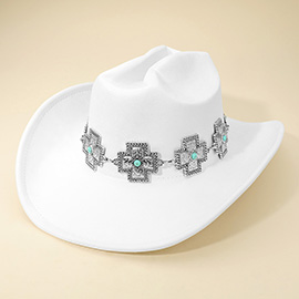 Western Cross Concho Band Cowboy Fedora Hat