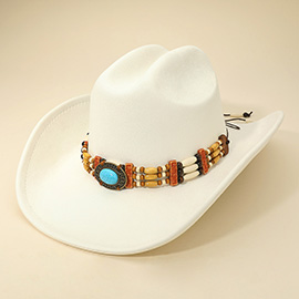 Western Boho Beaded Band Cowboy Fedora Hat
