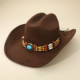 Western Boho Beaded Band Cowboy Fedora Hat