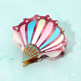 Rhinestone Rim Funky Seashell Hair Claw Clip