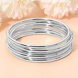 3PCS - Polished Metal Multi Layered Bangle Bracelets