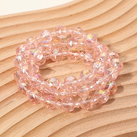 3PCS - Faceted Beaded Stretch Multi Layered Bracelets