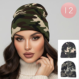 12PCS - Camouflage Pattern Winter Beanie Hats