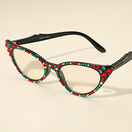 Christmas Crystal Cat Eyes Reading Glasses