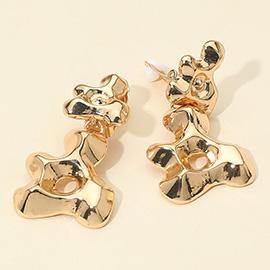 Abstract Metal Sculptural Drop Dangle Clip On Earrings