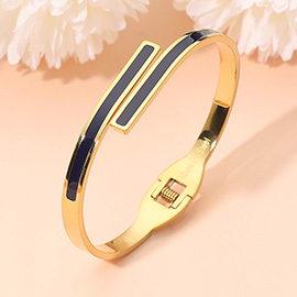 Stainless Steel Minimalist Overlap Hinged Bangle Bracelet