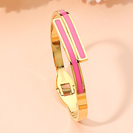 Stainless Steel Minimalist Overlap Hinged Bangle Bracelet